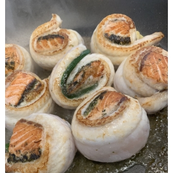 Hoofdgerecht: Tong-zalm rolletjes