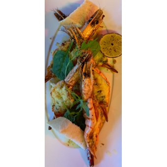 Voorgerecht: Gegratineerde Gamba's